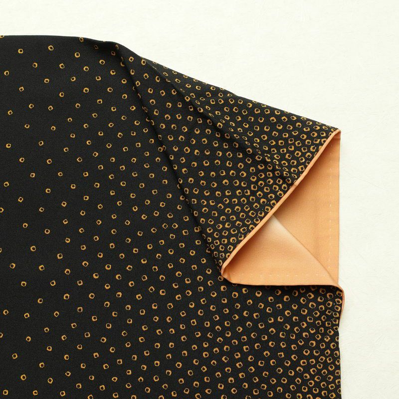 小紋 縮緬 正絹 その他の柄 袷仕立て 身丈153cm 裄丈68cm 着物 黒_画像14