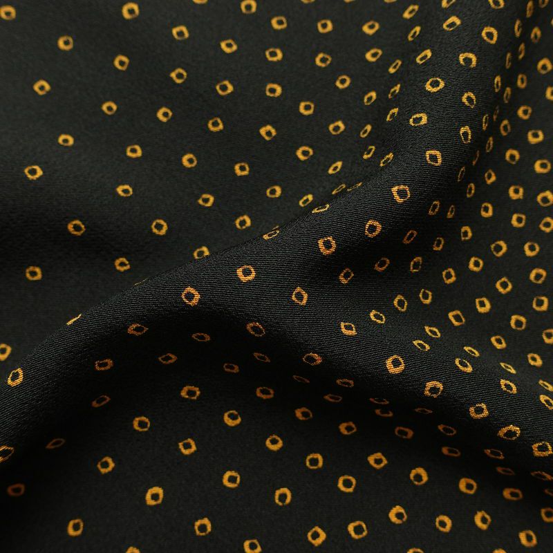 小紋 縮緬 正絹 その他の柄 袷仕立て 身丈153cm 裄丈68cm 着物 黒_画像21