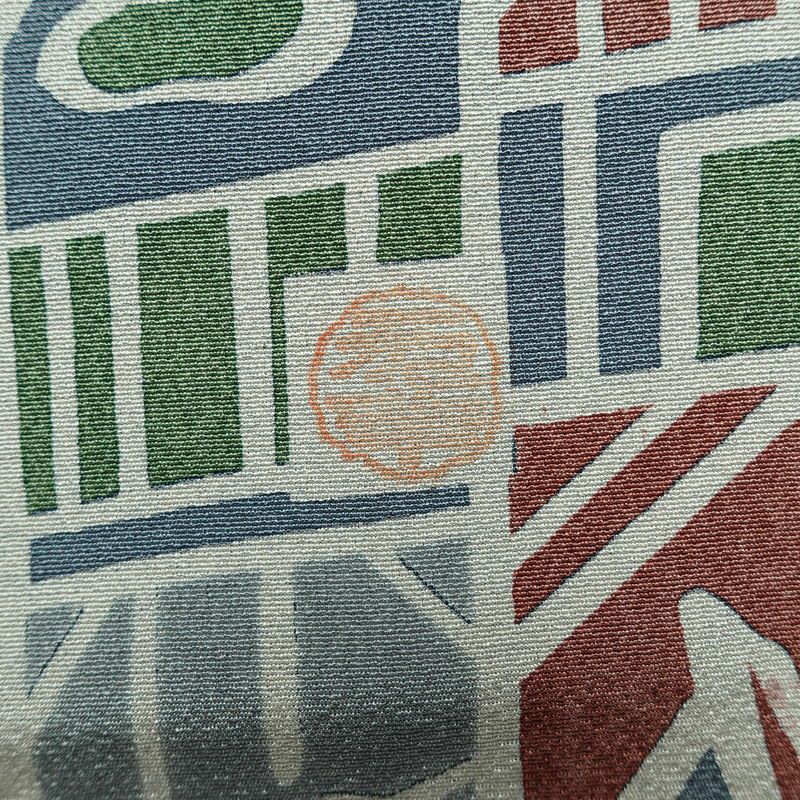 訪問着 良品 落款入り しつけ糸付き 縮緬 正絹 古典柄 袷仕立て 身丈151cm 裄丈63cm 箔 フォーマル 着物 青・紺_画像12