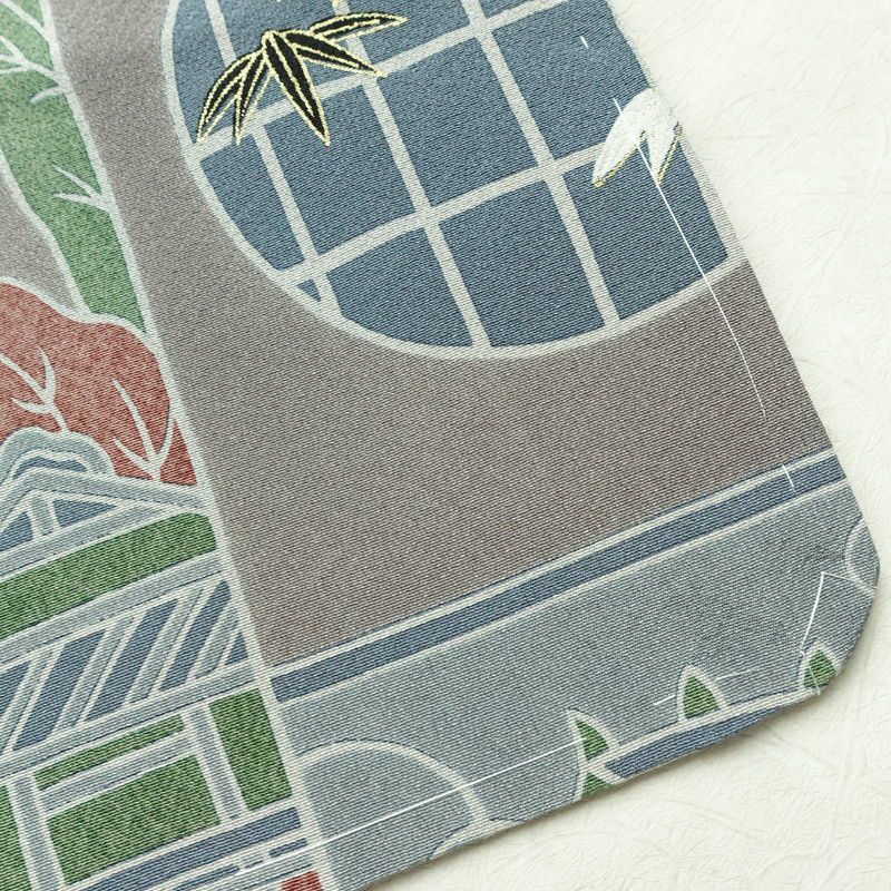 訪問着 良品 落款入り しつけ糸付き 縮緬 正絹 古典柄 袷仕立て 身丈151cm 裄丈63cm 箔 フォーマル 着物 青・紺_画像16