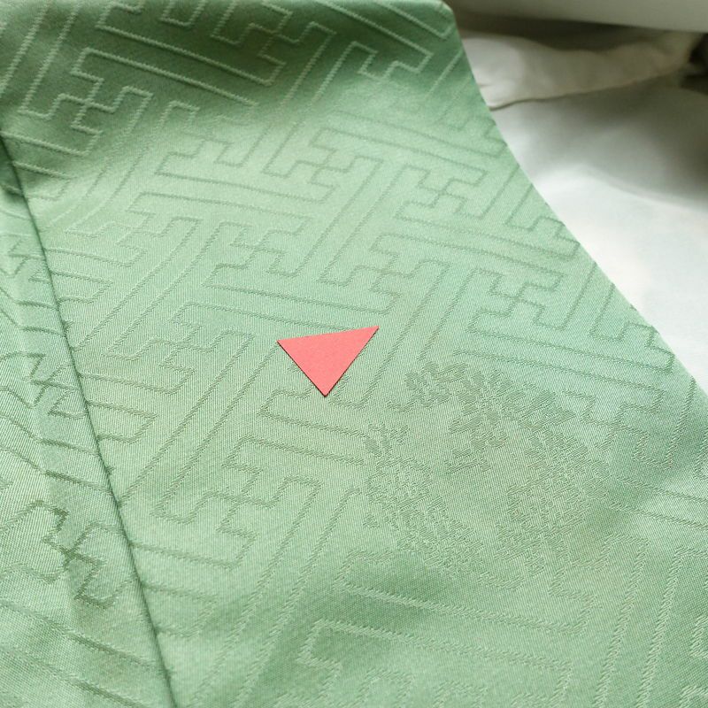 振袖 良品 正絹 木の葉・植物柄 袷仕立て 身丈163.5cm 裄丈69cm 箔 金彩 フォーマル 着物 緑・うぐいす色_画像19