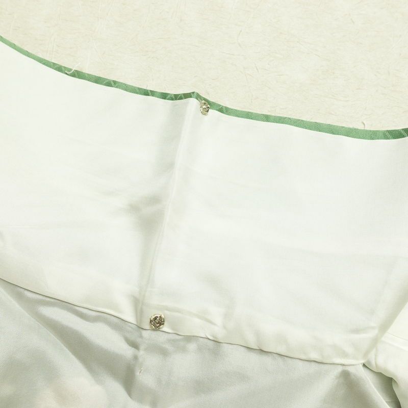 振袖 良品 正絹 木の葉・植物柄 袷仕立て 身丈163.5cm 裄丈69cm 箔 金彩 フォーマル 着物 緑・うぐいす色_画像21