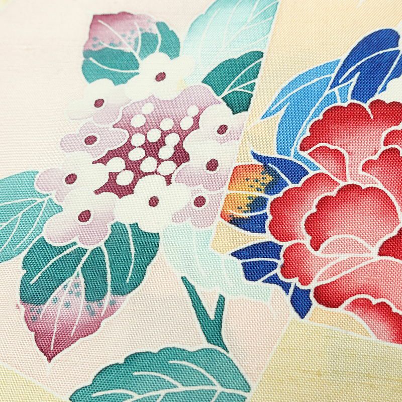 付け下げ 良品 紬地 正絹 花柄 袷仕立て 身丈167cm 裄丈66.5cm 着物 クリーム_画像8