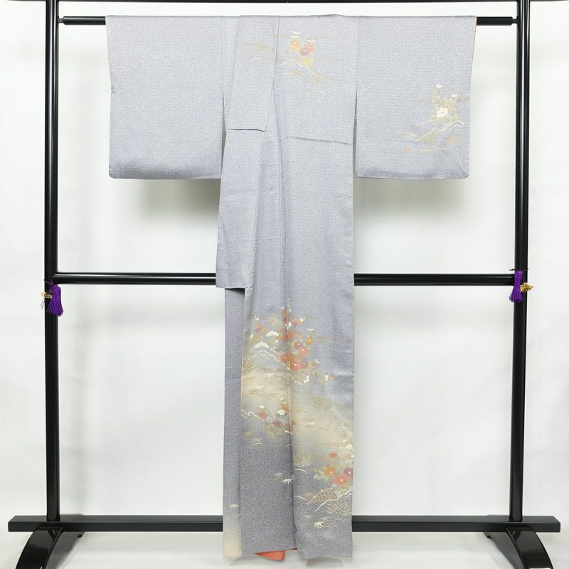 訪問着 正絹 古典柄 袷仕立て 身丈159cm 裄丈66.5cm 金彩 フォーマル 着物 紫・藤色_画像2