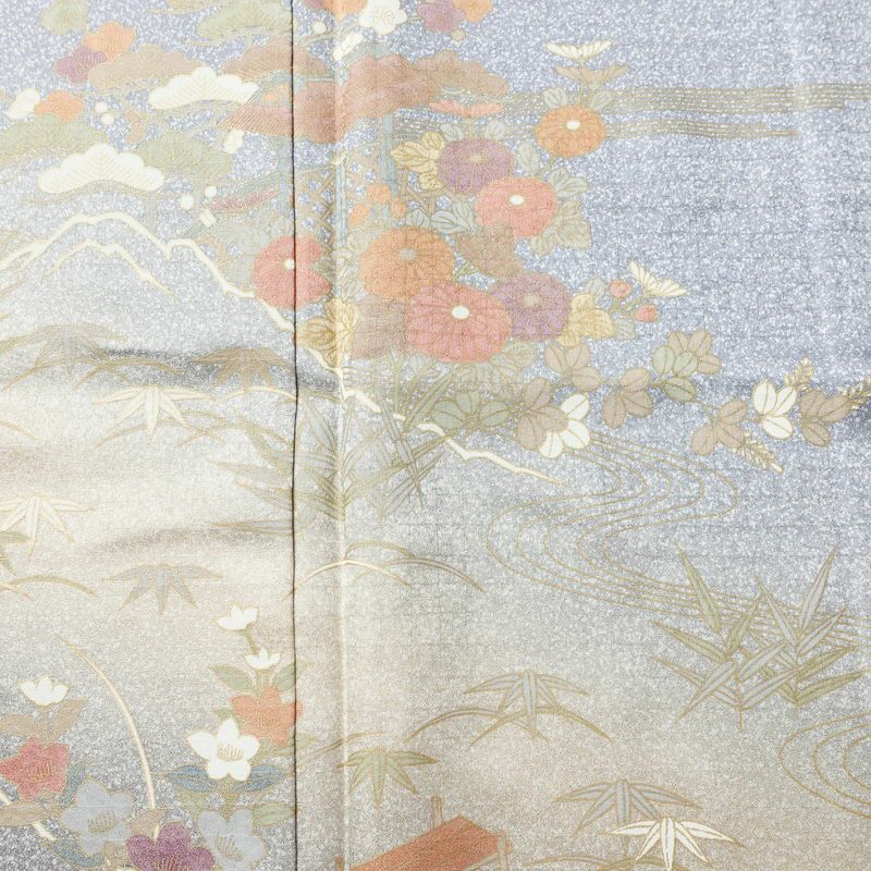 訪問着 正絹 古典柄 袷仕立て 身丈159cm 裄丈66.5cm 金彩 フォーマル 着物 紫・藤色_画像6