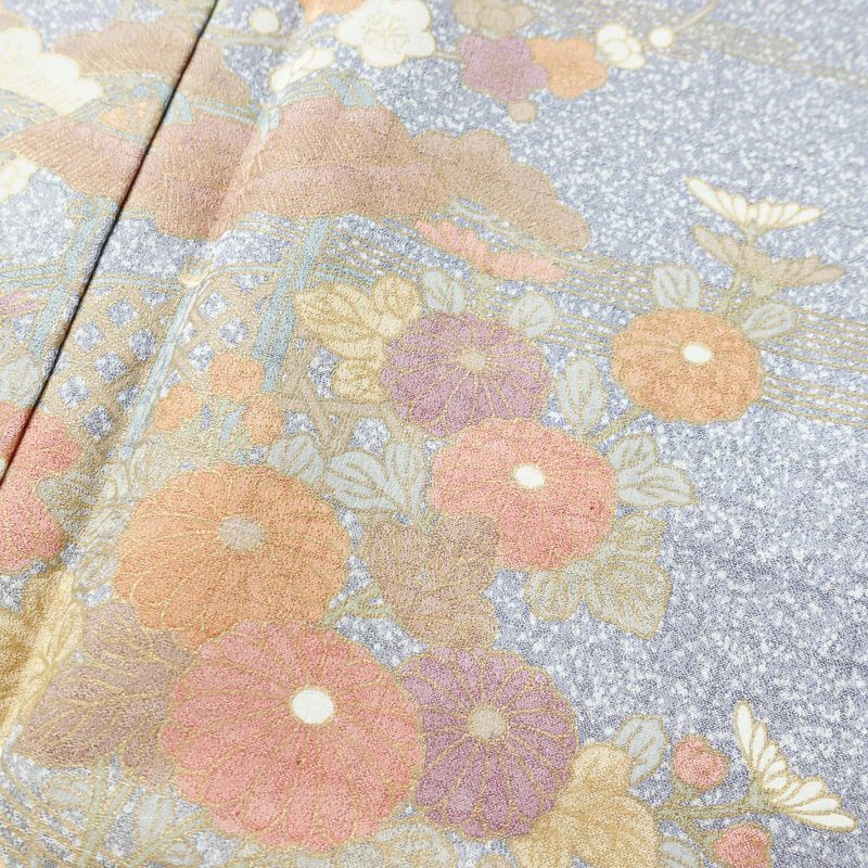 訪問着 正絹 古典柄 袷仕立て 身丈159cm 裄丈66.5cm 金彩 フォーマル 着物 紫・藤色_画像7