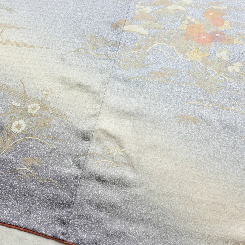 訪問着 正絹 古典柄 袷仕立て 身丈159cm 裄丈66.5cm 金彩 フォーマル 着物 紫・藤色_画像11