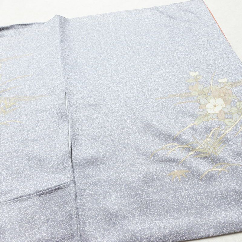 訪問着 正絹 古典柄 袷仕立て 身丈159cm 裄丈66.5cm 金彩 フォーマル 着物 紫・藤色_画像13