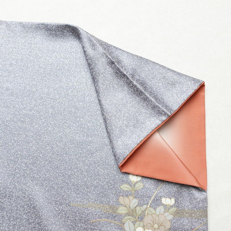 訪問着 正絹 古典柄 袷仕立て 身丈159cm 裄丈66.5cm 金彩 フォーマル 着物 紫・藤色_画像14