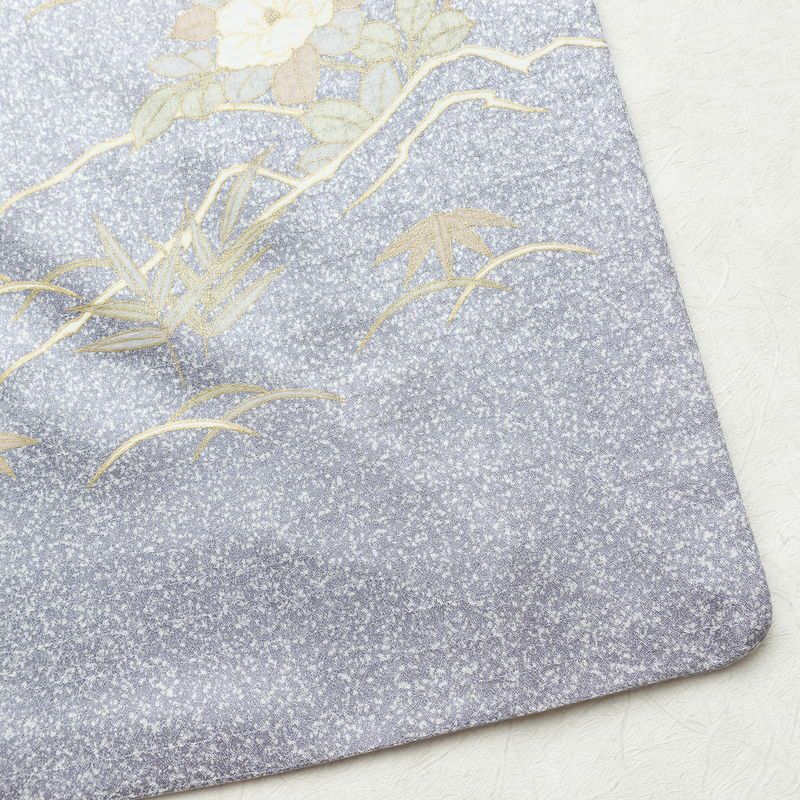 訪問着 正絹 古典柄 袷仕立て 身丈159cm 裄丈66.5cm 金彩 フォーマル 着物 紫・藤色_画像15