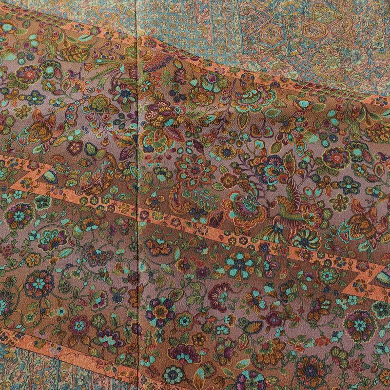 小紋 美品 しつけ糸付き 縮緬 付下小紋 正絹 幾何学柄・抽象柄 袷仕立て 身丈160.5cm 裄丈66cm 着物 多色使い_画像6