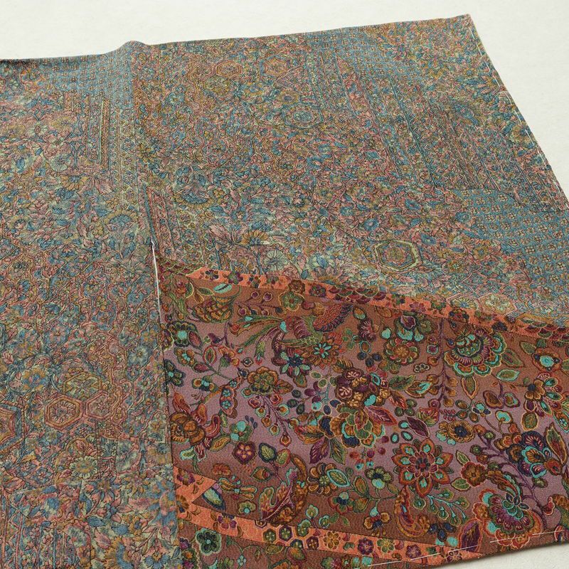 小紋 美品 しつけ糸付き 縮緬 付下小紋 正絹 幾何学柄・抽象柄 袷仕立て 身丈160.5cm 裄丈66cm 着物 多色使い_画像14