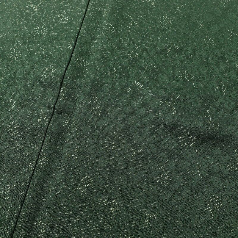 色無地 落款入り 一つ紋付き 正絹 木の葉・植物柄 袷仕立て 身丈159.5cm 裄丈64cm 着物 緑・うぐいす色_画像6