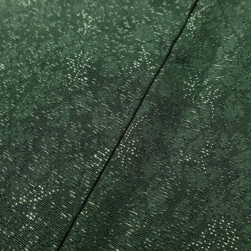 色無地 落款入り 一つ紋付き 正絹 木の葉・植物柄 袷仕立て 身丈159.5cm 裄丈64cm 着物 緑・うぐいす色_画像9