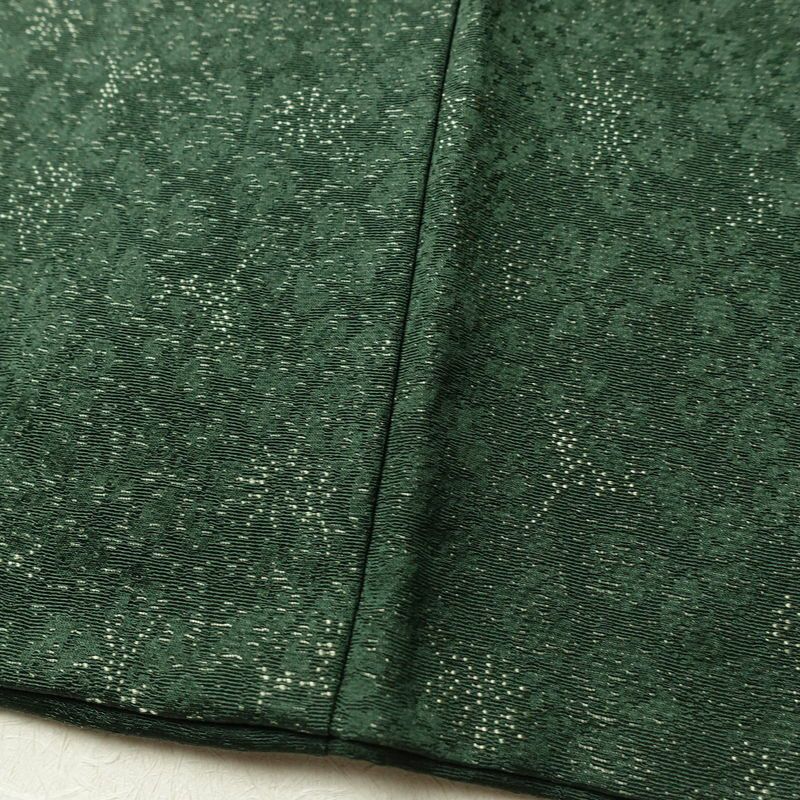 色無地 落款入り 一つ紋付き 正絹 木の葉・植物柄 袷仕立て 身丈159.5cm 裄丈64cm 着物 緑・うぐいす色_画像11