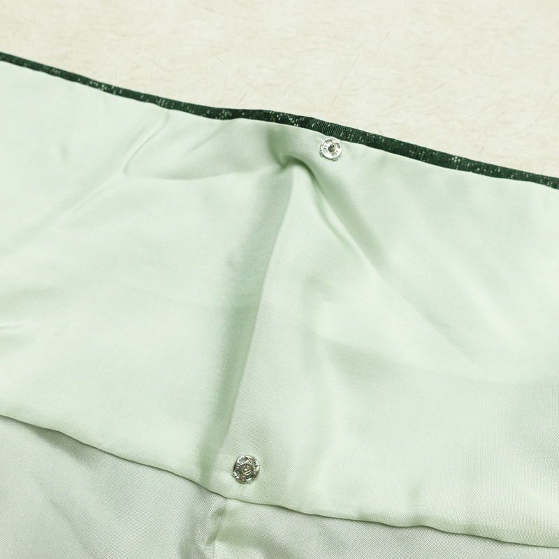 色無地 落款入り 一つ紋付き 正絹 木の葉・植物柄 袷仕立て 身丈159.5cm 裄丈64cm 着物 緑・うぐいす色_画像19