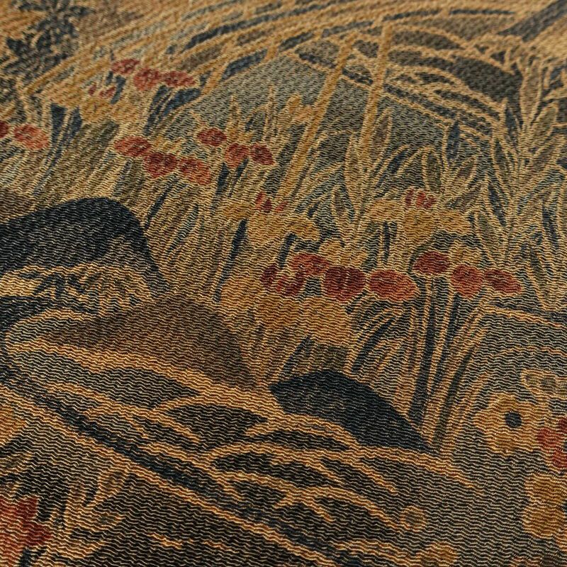 小紋 良品 縮緬 付下小紋 正絹 風景柄 袷仕立て 身丈160.5cm 裄丈67.5cm 着物 茶_画像7