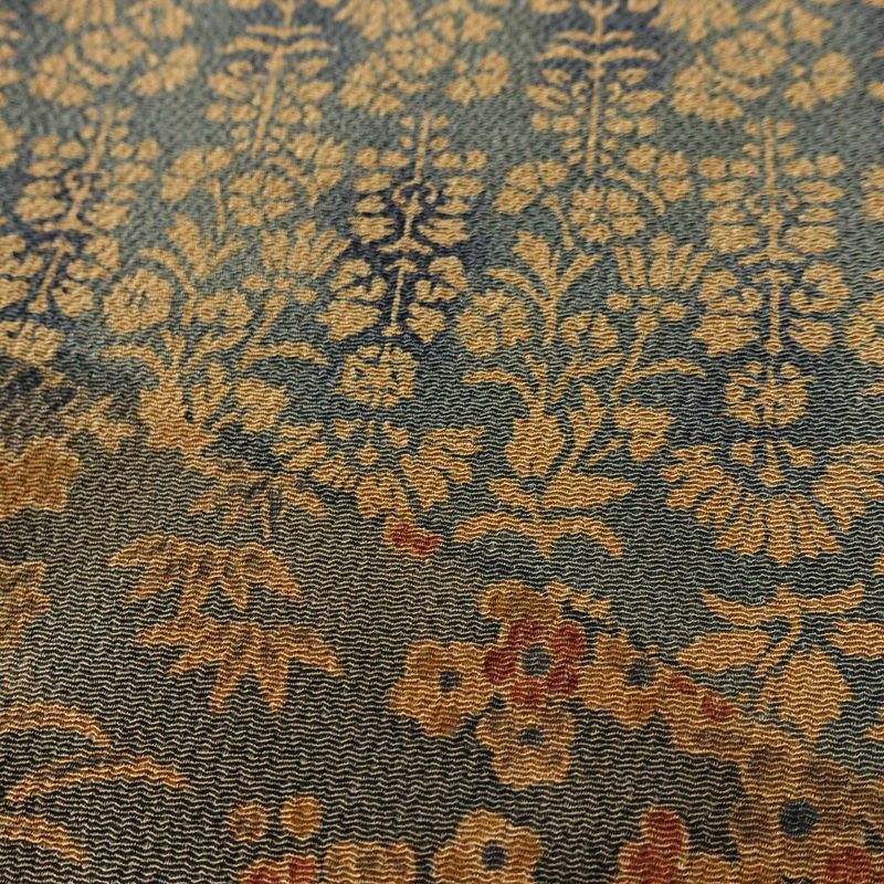 小紋 良品 縮緬 付下小紋 正絹 風景柄 袷仕立て 身丈160.5cm 裄丈67.5cm 着物 茶_画像9