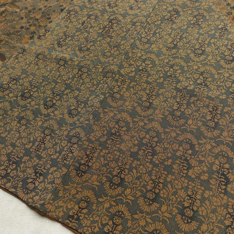 小紋 良品 縮緬 付下小紋 正絹 風景柄 袷仕立て 身丈160.5cm 裄丈67.5cm 着物 茶_画像14