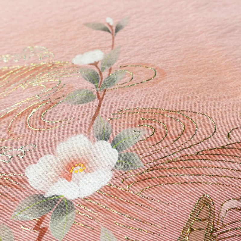 付け下げ しつけ糸付き 正絹 花柄 袷仕立て 身丈157.5cm 裄丈67cm 箔 フォーマル 着物 ピンク_画像8