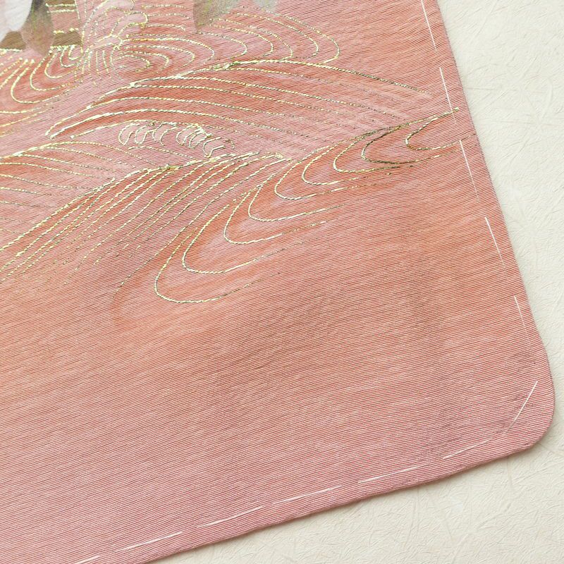 付け下げ しつけ糸付き 正絹 花柄 袷仕立て 身丈157.5cm 裄丈67cm 箔 フォーマル 着物 ピンク_画像17