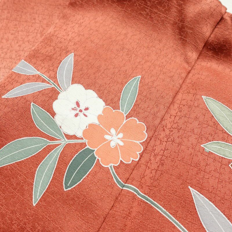 訪問着 良品 綸子 正絹 花柄 袷仕立て 身丈157.5cm 裄丈64cm 箔 フォーマル 紫・藤色_画像15