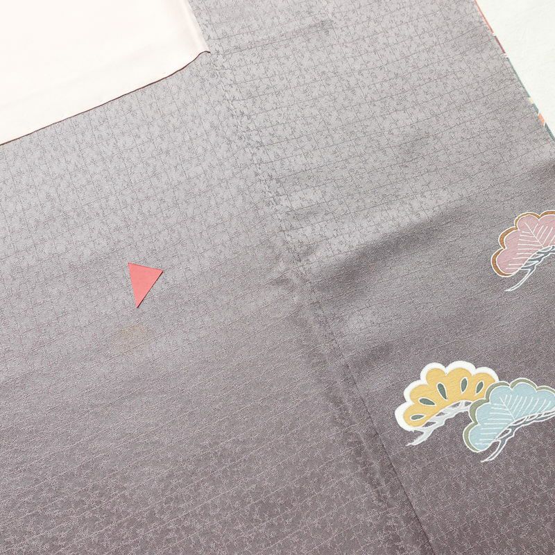 訪問着 良品 綸子 正絹 花柄 袷仕立て 身丈157.5cm 裄丈64cm 箔 フォーマル 紫・藤色_画像20