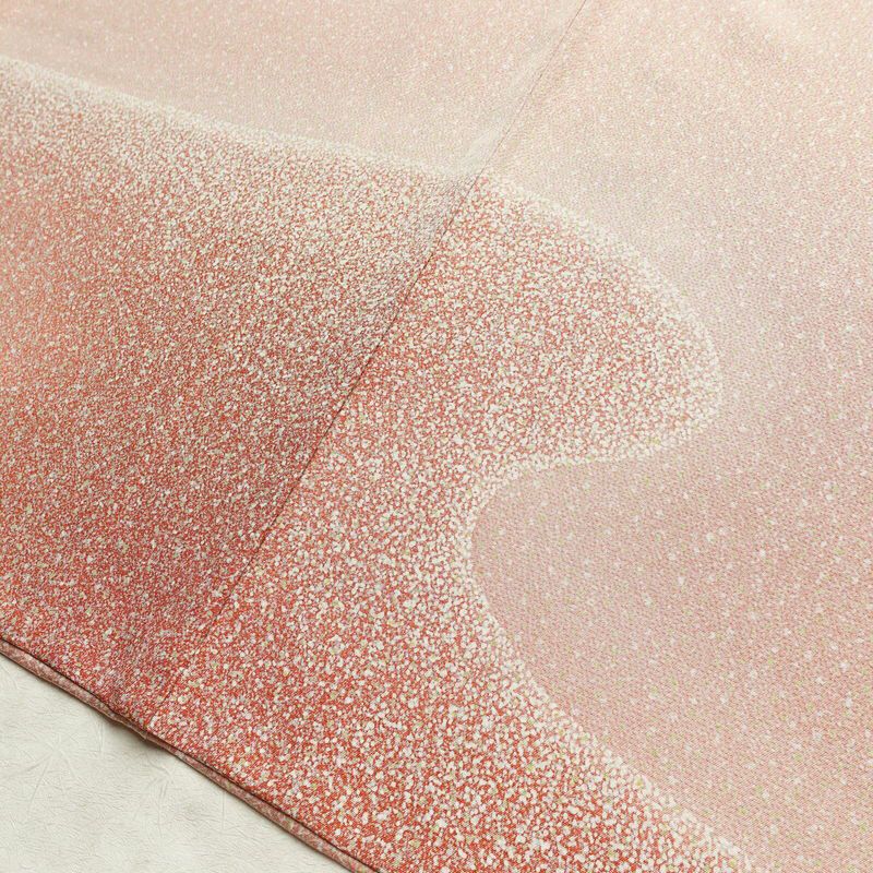 付け下げ 良品 縮緬 正絹 流水・波柄 袷仕立て 身丈169.5cm 裄丈69cm 共八掛 フォーマル 着物 ピンク_画像13