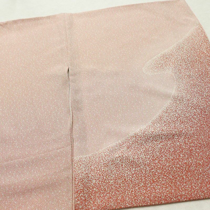 付け下げ 良品 縮緬 正絹 流水・波柄 袷仕立て 身丈169.5cm 裄丈69cm 共八掛 フォーマル 着物 ピンク_画像14