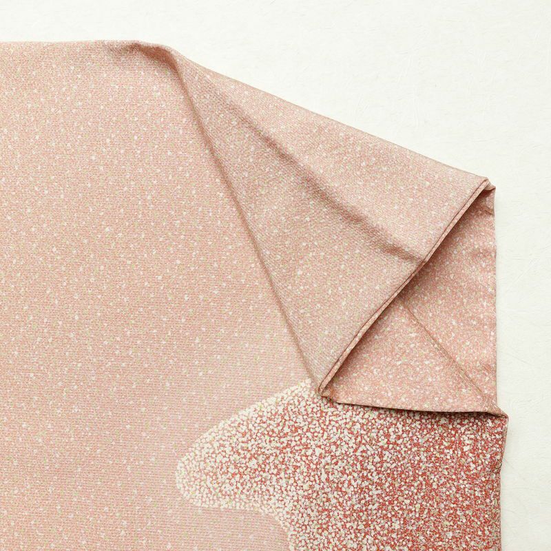 付け下げ 良品 縮緬 正絹 流水・波柄 袷仕立て 身丈169.5cm 裄丈69cm 共八掛 フォーマル 着物 ピンク_画像15