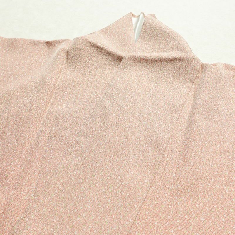 付け下げ 良品 縮緬 正絹 流水・波柄 袷仕立て 身丈169.5cm 裄丈69cm 共八掛 フォーマル 着物 ピンク_画像17