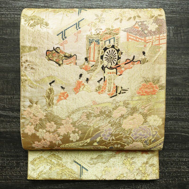 袋帯 六通柄 フォーマル用 正絹 古典柄 箔 金糸 帯 金・銀_画像2