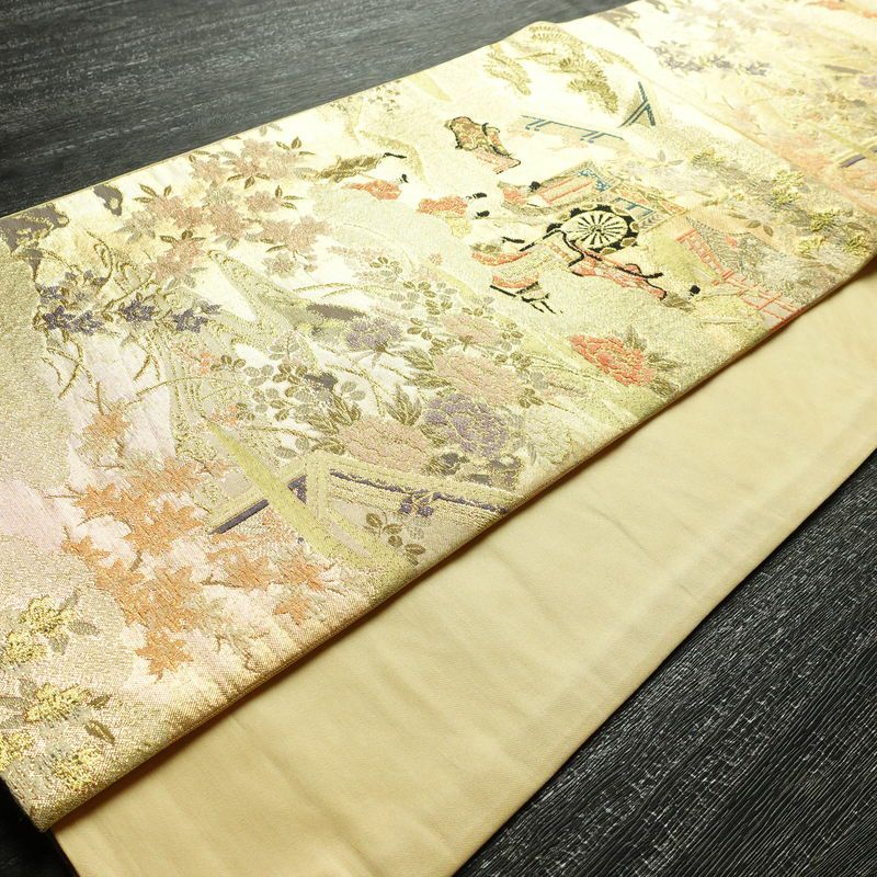 袋帯 六通柄 フォーマル用 正絹 古典柄 箔 金糸 帯 金・銀_画像10