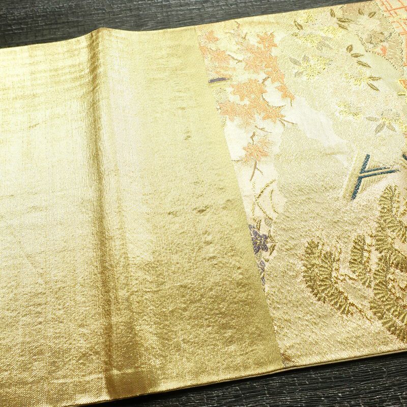 袋帯 六通柄 フォーマル用 正絹 古典柄 箔 金糸 帯 金・銀_画像18