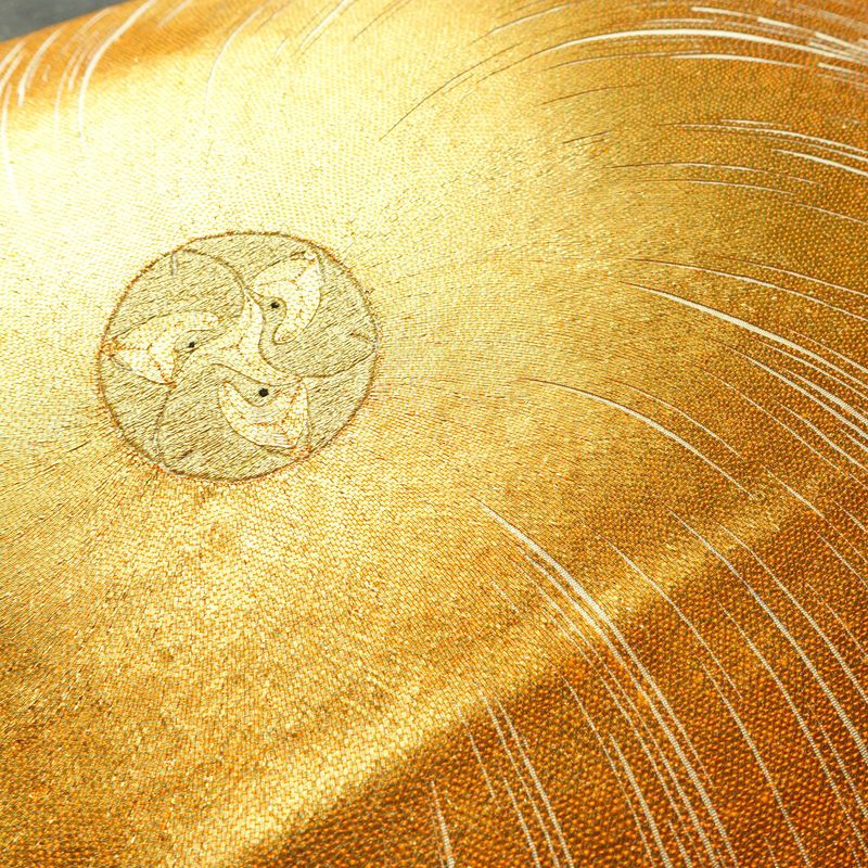 袋帯 太鼓柄 金駒刺繍 フォーマル用 正絹 幾何学柄・抽象柄 刺繍 帯 ベージュ_画像3