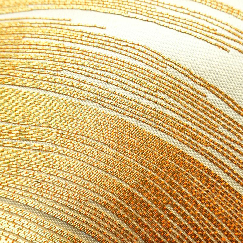 袋帯 太鼓柄 金駒刺繍 フォーマル用 正絹 幾何学柄・抽象柄 刺繍 帯 ベージュ_画像5