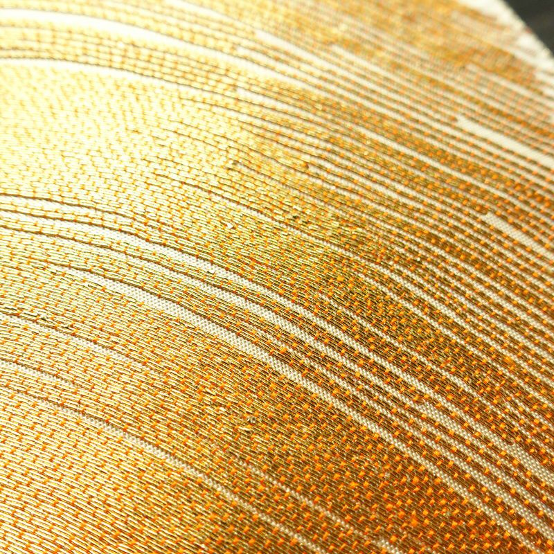 袋帯 太鼓柄 金駒刺繍 フォーマル用 正絹 幾何学柄・抽象柄 刺繍 帯 ベージュ_画像6