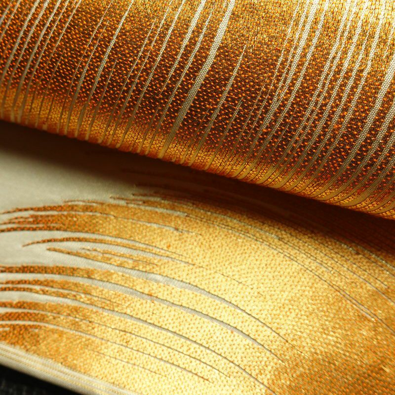 袋帯 太鼓柄 金駒刺繍 フォーマル用 正絹 幾何学柄・抽象柄 刺繍 帯 ベージュ_画像7