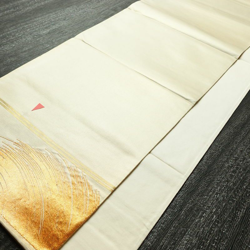 袋帯 太鼓柄 金駒刺繍 フォーマル用 正絹 幾何学柄・抽象柄 刺繍 帯 ベージュ_画像8