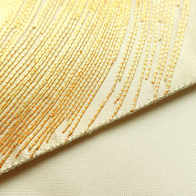 袋帯 太鼓柄 金駒刺繍 フォーマル用 正絹 幾何学柄・抽象柄 刺繍 帯 ベージュ_画像13
