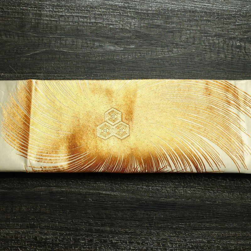 袋帯 太鼓柄 金駒刺繍 フォーマル用 正絹 幾何学柄・抽象柄 刺繍 帯 ベージュ_画像15