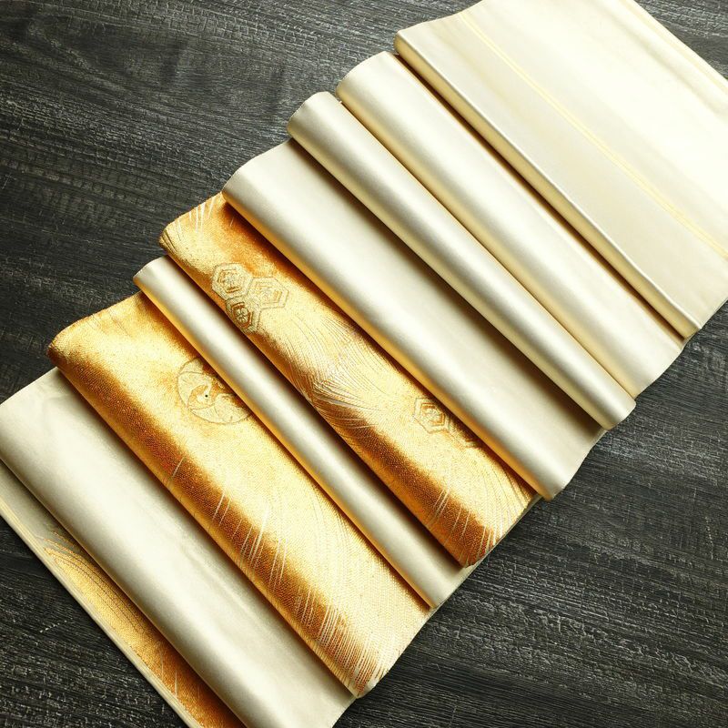 袋帯 太鼓柄 金駒刺繍 フォーマル用 正絹 幾何学柄・抽象柄 刺繍 帯 ベージュ_画像20