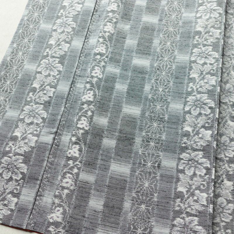 紬 正絹 縞柄・線柄 袷仕立て 身丈167cm 裄丈67cm 着物 グレー_画像4