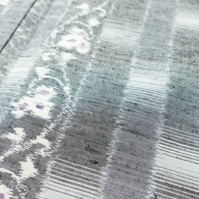 紬 正絹 縞柄・線柄 袷仕立て 身丈167cm 裄丈67cm 着物 グレー_画像7