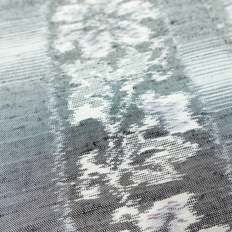 紬 正絹 縞柄・線柄 袷仕立て 身丈167cm 裄丈67cm 着物 グレー_画像8