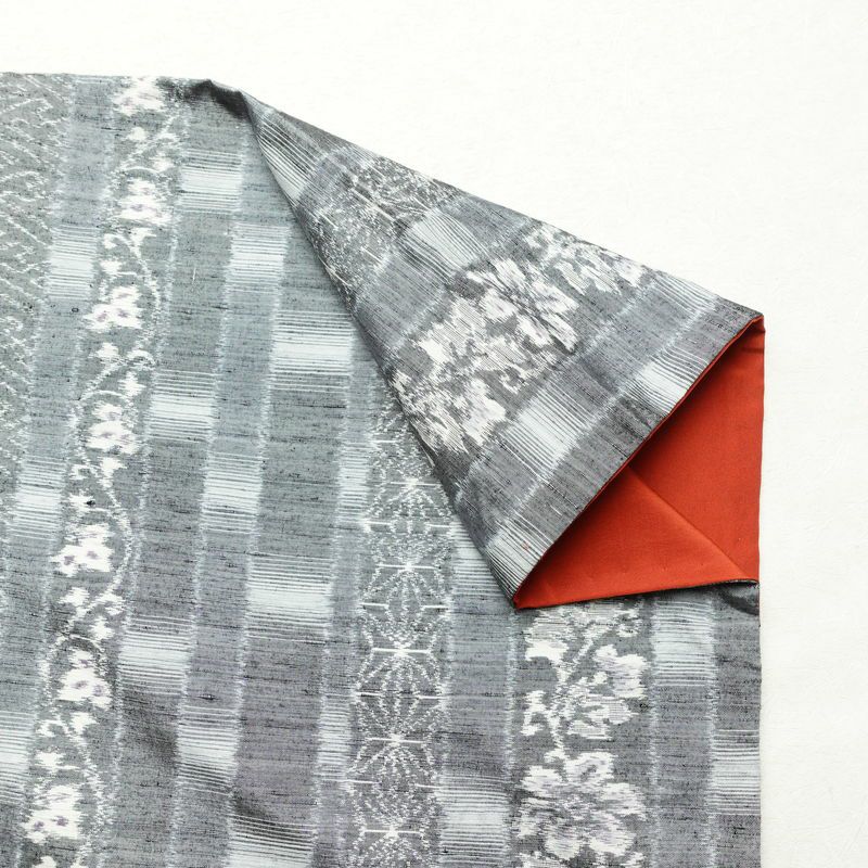 紬 正絹 縞柄・線柄 袷仕立て 身丈167cm 裄丈67cm 着物 グレー_画像13