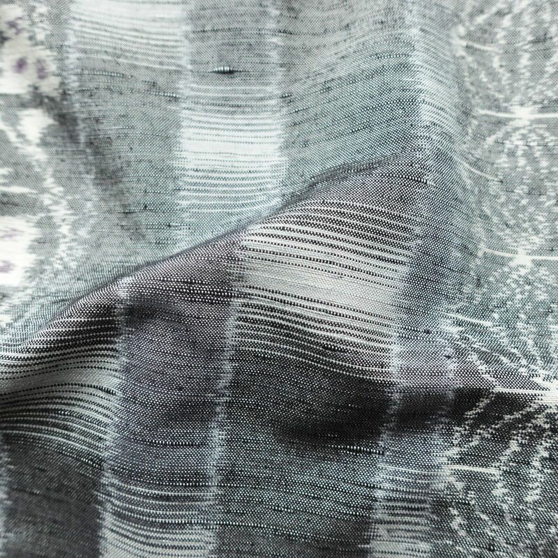 紬 正絹 縞柄・線柄 袷仕立て 身丈167cm 裄丈67cm 着物 グレー_画像20