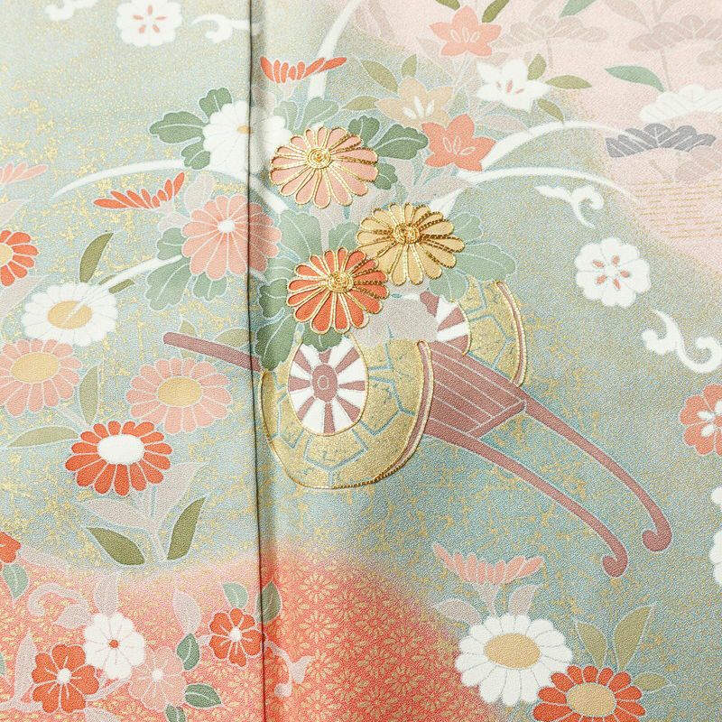 訪問着 金駒刺繍 正絹 古典柄 袷仕立て 身丈164cm 裄丈68cm 箔 金彩 フォーマル 着物 ピンク_画像6