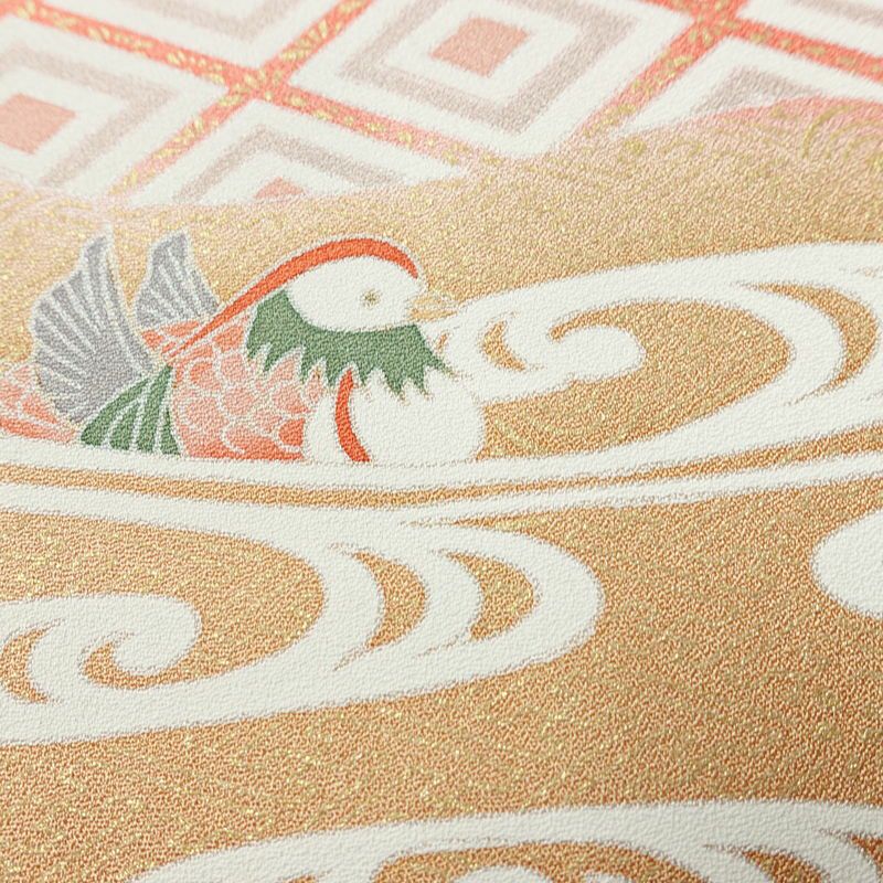 訪問着 金駒刺繍 正絹 古典柄 袷仕立て 身丈164cm 裄丈68cm 箔 金彩 フォーマル 着物 ピンク_画像9