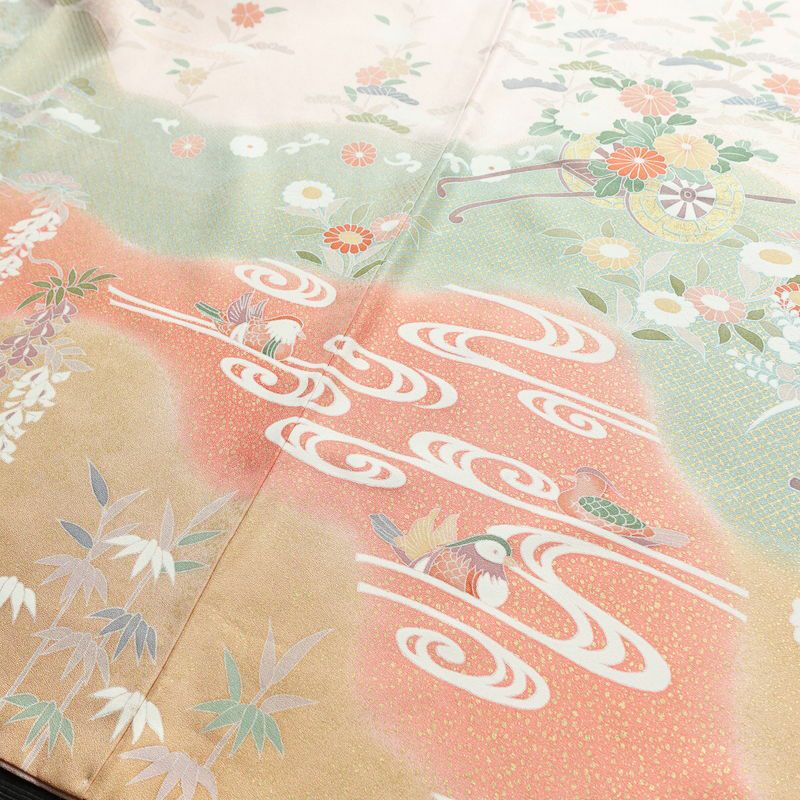 訪問着 金駒刺繍 正絹 古典柄 袷仕立て 身丈164cm 裄丈68cm 箔 金彩 フォーマル 着物 ピンク_画像11